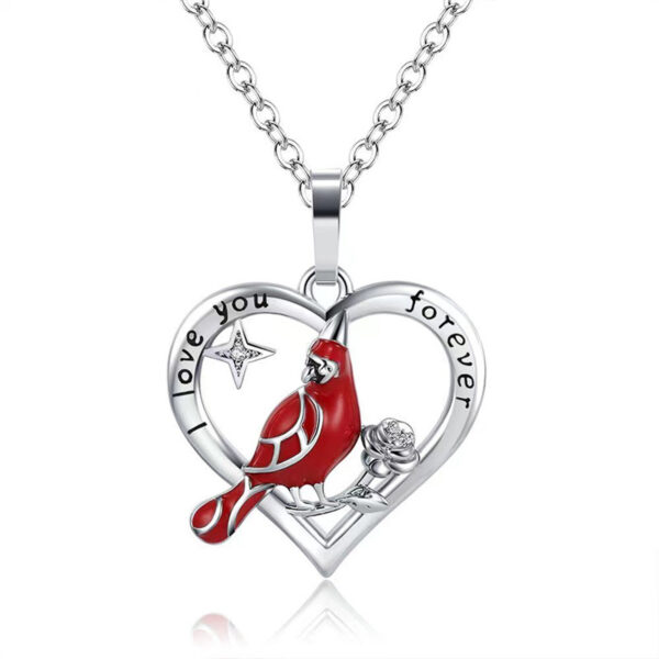 Creative Heart Shaped Cardinal Necklace - Image 3