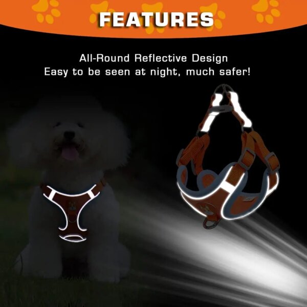 Pet Dog harness and leash set Reflect light Adjustable Puppy harness No Pull Outdoors Travel harness Dog Cute Pet Accessories - Image 3