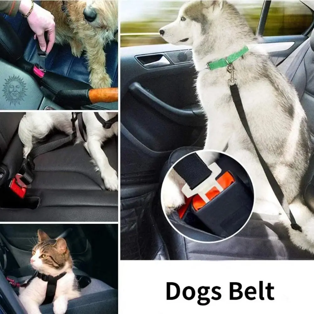 Dog Auto Car Safety Belts Pet Car Harness Adjustable Strap Buckle Clip Seatbelt Easy Control Vehicle Seat Belt Attachment