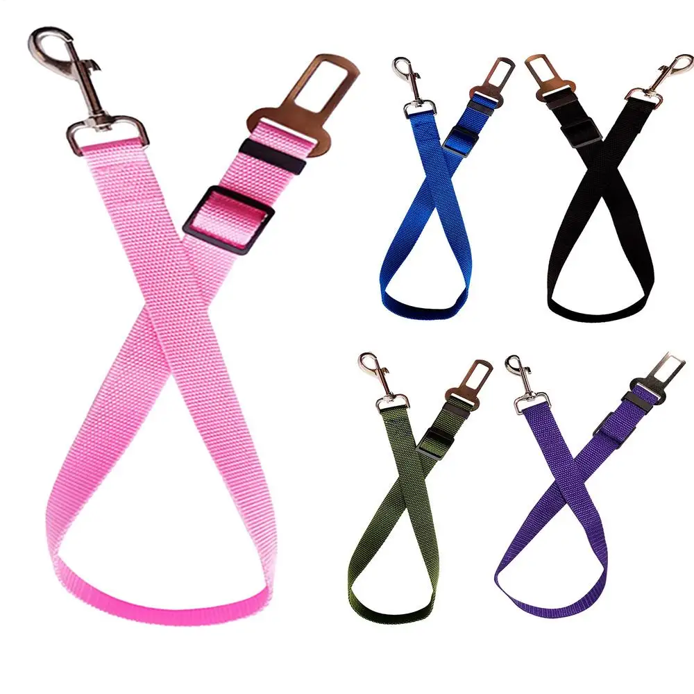 Dog Auto Car Safety Belts Pet Car Harness Adjustable Strap Buckle Clip Seatbelt Easy Control Vehicle Seat Belt Attachment