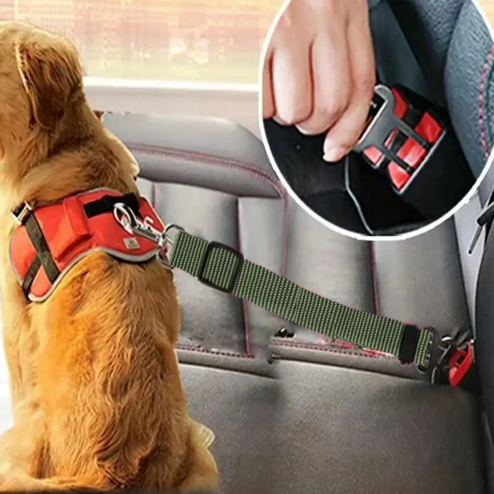 Dog Auto Car Safety Belts Pet Car Harness Adjustable Strap Buckle Clip Seatbelt Easy Control Vehicle Seat Belt Attachment