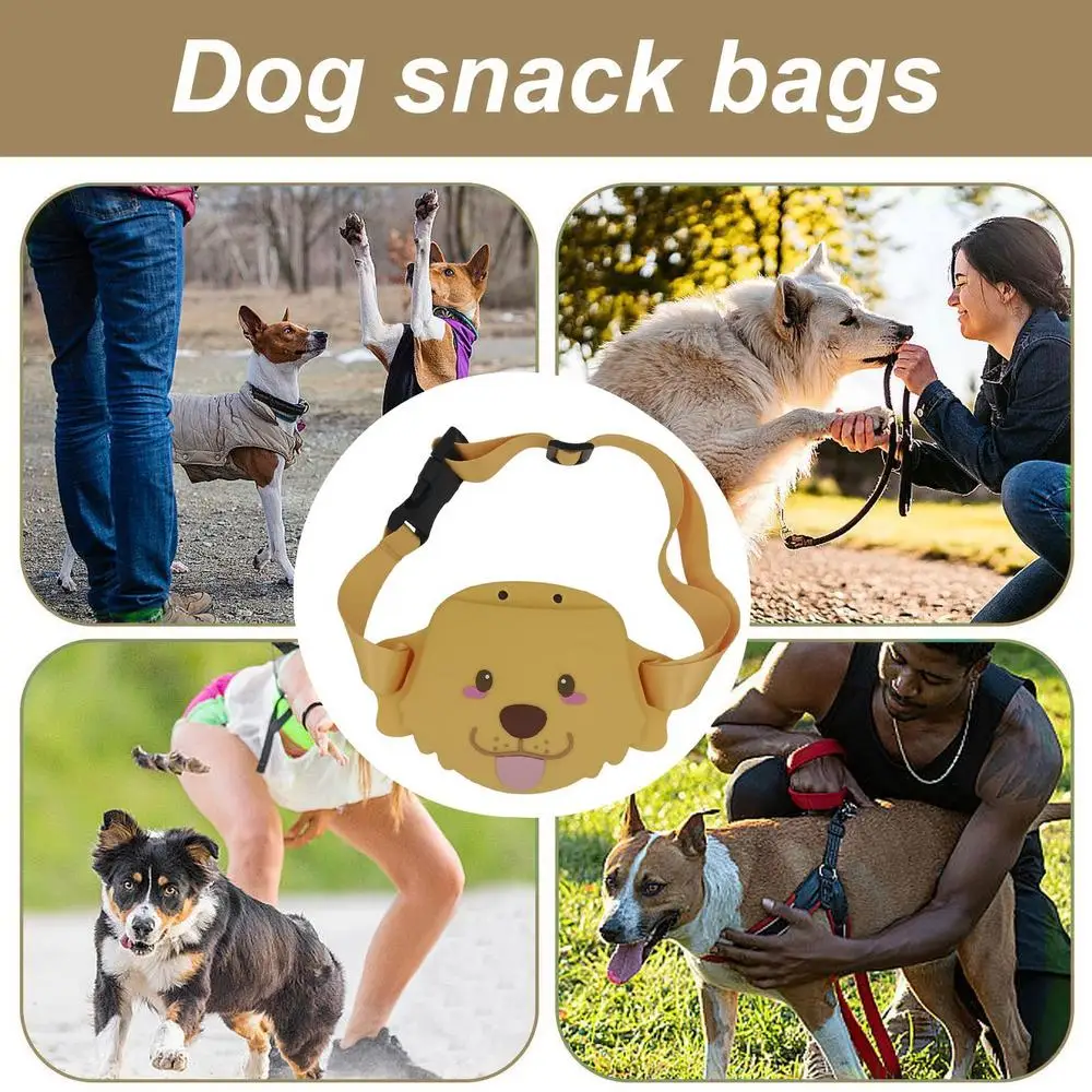 Dog Treat Training Pouch Silicone Dog Shape Cat Treat Leak-Proof Fanny Pack Pet Snack Magnetic Closure With Adjustable Belt