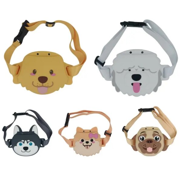 Dog Treat Training Pouch Silicone Dog Shape Cat Treat Leak-Proof Fanny Pack Pet Snack Magnetic Closure With Adjustable Belt