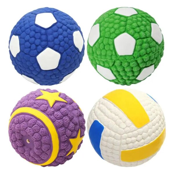 Indestructible Ball For Dogs Tough Ball Toy Puppies Chew Soccer Ball Bouncing Squeaky Dog Balls Sturdy Puppy Balls Interactive