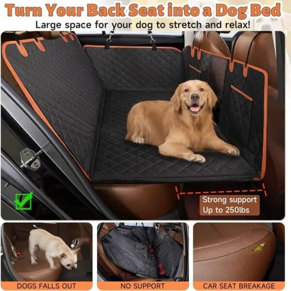 Hard Bottom Dog Car Seat Cover Car Back Seat Extender Dogs Fit for All Cars Dog Car Waterproof Seat Cover for Back Seat - Image 4