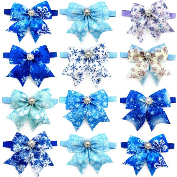 50/100pcs Winter Style Small Dog Bow Tie Pet Dog Grooming Product Snowflake Dogs Bowties Grooming Products Small Dog Accessories