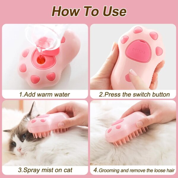 3 in 1 Pet Brush Cat Steam Brush Comb Dog Brush Electric Spray Cat Hair Brushes Massage Pet Grooming Hair Removal Combs - Image 5