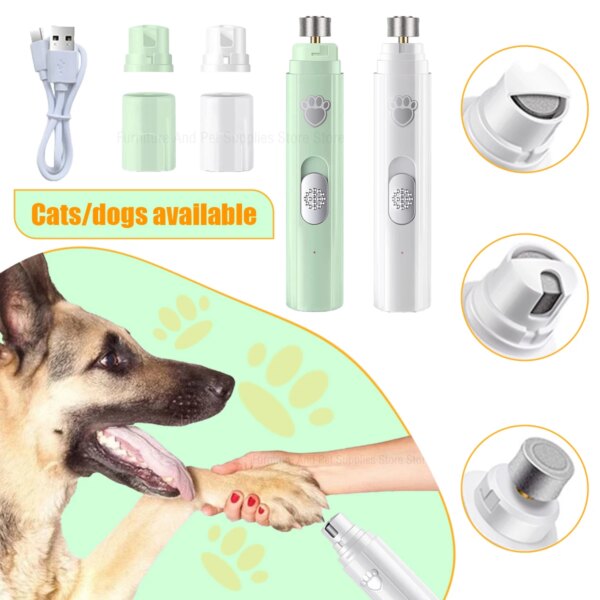 Electric Dog Nail Grinder Pet Nail Clipper USB Rechargeable Pet Nail Trimmers Painless with Polisher Wheel for Small/Large Pets