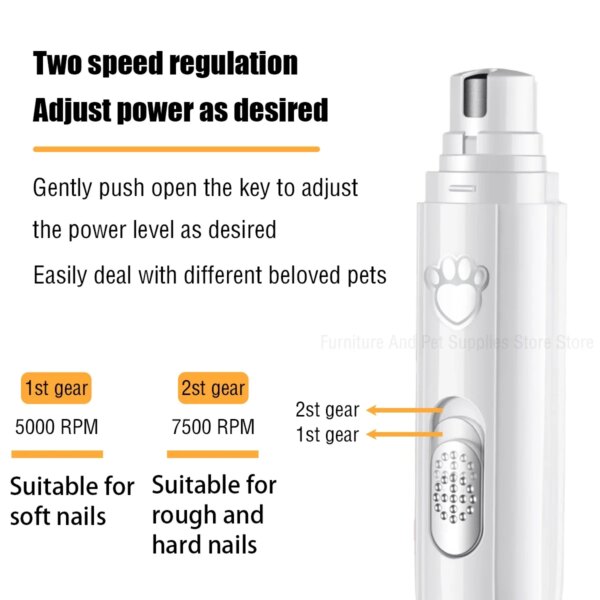 Electric Dog Nail Grinder Pet Nail Clipper USB Rechargeable Pet Nail Trimmers Painless with Polisher Wheel for Small/Large Pets - Image 5