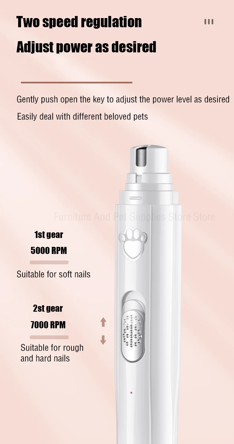 Electric Dog Nail Grinder Pet Nail Clipper USB Rechargeable Pet Nail Trimmers Painless with Polisher Wheel for Small/Large Pets