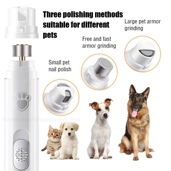 Electric Dog Nail Grinder Pet Nail Clipper USB Rechargeable Pet Nail Trimmers Painless with Polisher Wheel for Small/Large Pets - Image 2