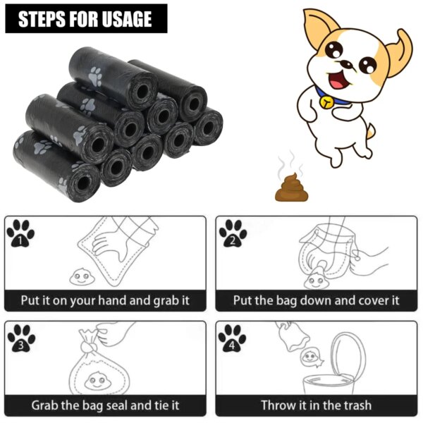 10/30/50Roll Dog Poop Bags Disposable Pet Waste Bags Dog Waste Bags Design Pet Poop Clean Pick Up Bone Bag Dispenser Tools - Image 5