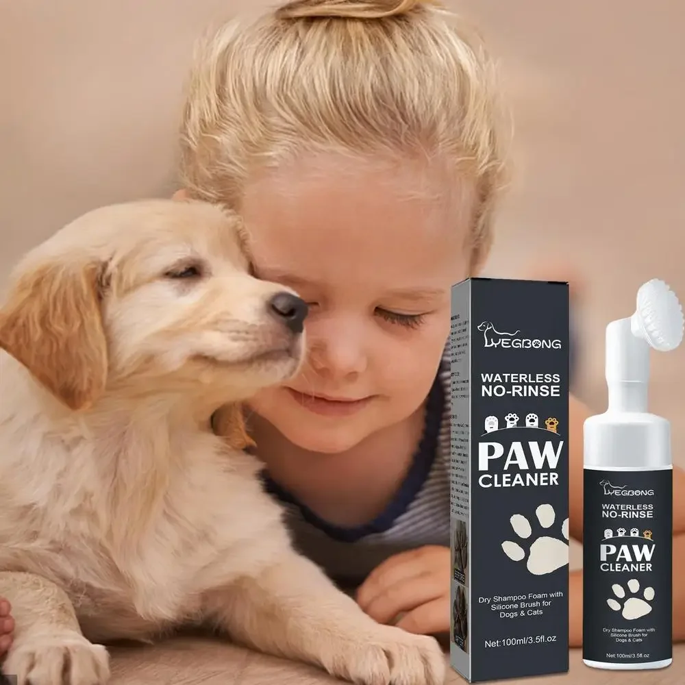 100mlPaw Cleaner Foam Dog Claw Cleaner Cat Paw Cleaner Waterless Pet Shampoo with Dog Brush for Rinse-free Cat Paw Deep Cleanser