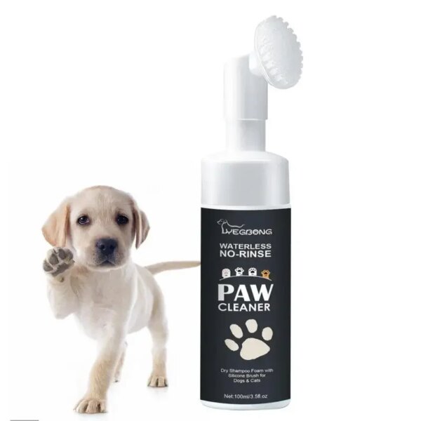 100mlPaw Cleaner Foam Dog Claw Cleaner Cat Paw Cleaner Waterless Pet Shampoo with Dog Brush for Rinse-free Cat Paw Deep Cleanser