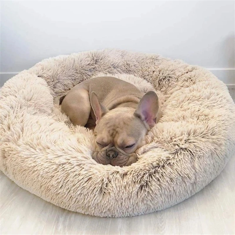 40-90cm Round Pet Bed for Large Dog Bed Super Soft Cat Bed Long Plush Dog House for Medium Dog House Winter Warm Sleeping