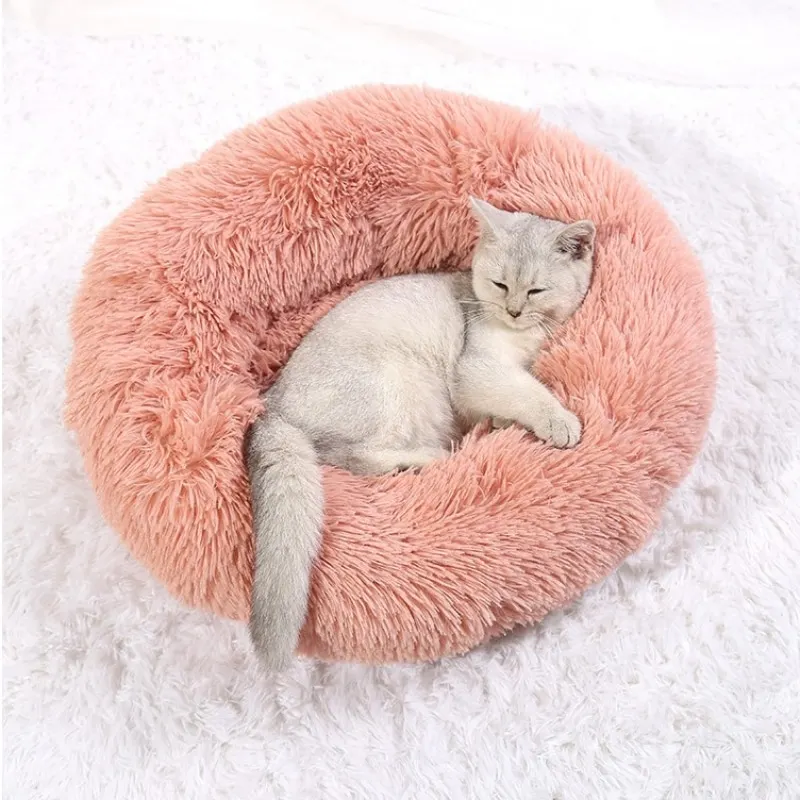 40-90cm Round Pet Bed for Large Dog Bed Super Soft Cat Bed Long Plush Dog House for Medium Dog House Winter Warm Sleeping