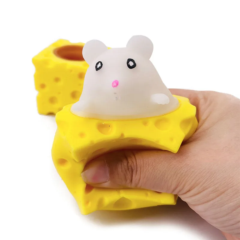 Stress-relieving Pet Cheese Mouse Cheese Pinch Fun Stress Ball Vent Squirrel Cup Prank Toy Fidget Toys