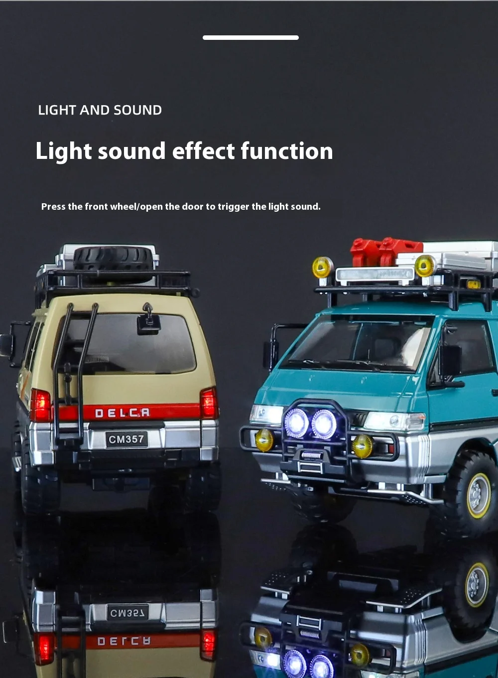 1:24 Mitsubishi Delica Off Road Four Wheel Drive MPV Diecast Alloy Metal Car Model Sound & Light Classic Simulation Collectibles