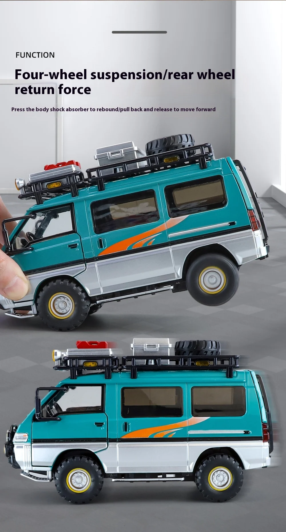 1:24 Mitsubishi Delica Off Road Four Wheel Drive MPV Diecast Alloy Metal Car Model Sound & Light Classic Simulation Collectibles