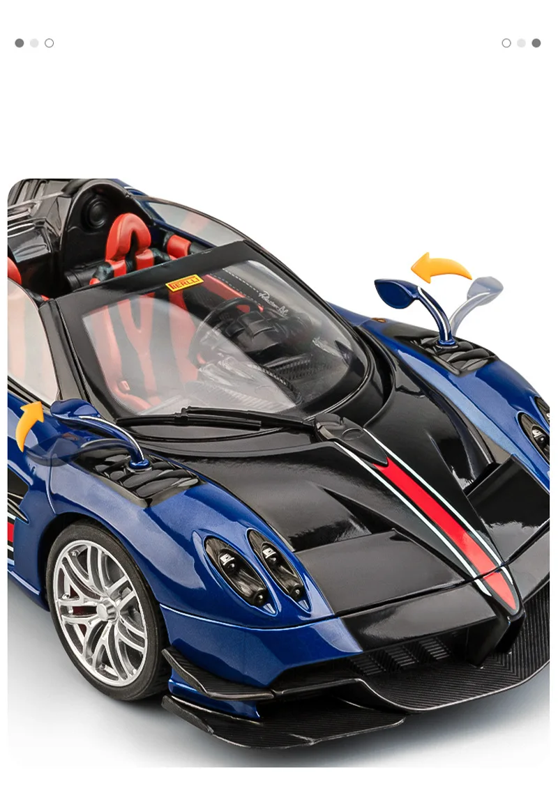 1:18 Pagani Huayra BC Alloy Sports Model Diecast Metal Racing Car Vehicles Model Collection Sound Light Simulation Kids Toy Gift