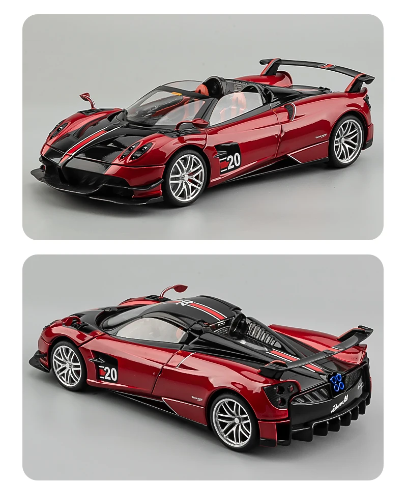 1:18 Pagani Huayra BC Alloy Sports Model Diecast Metal Racing Car Vehicles Model Collection Sound Light Simulation Kids Toy Gift