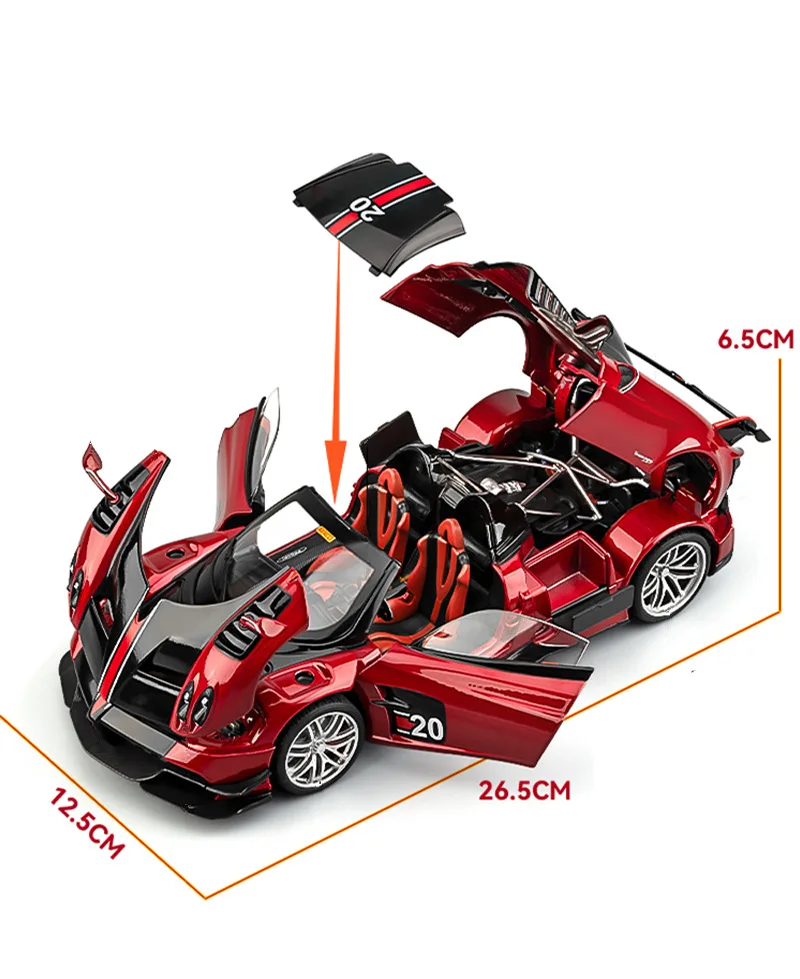 1:18 Pagani Huayra BC Alloy Sports Model Diecast Metal Racing Car Vehicles Model Collection Sound Light Simulation Kids Toy Gift