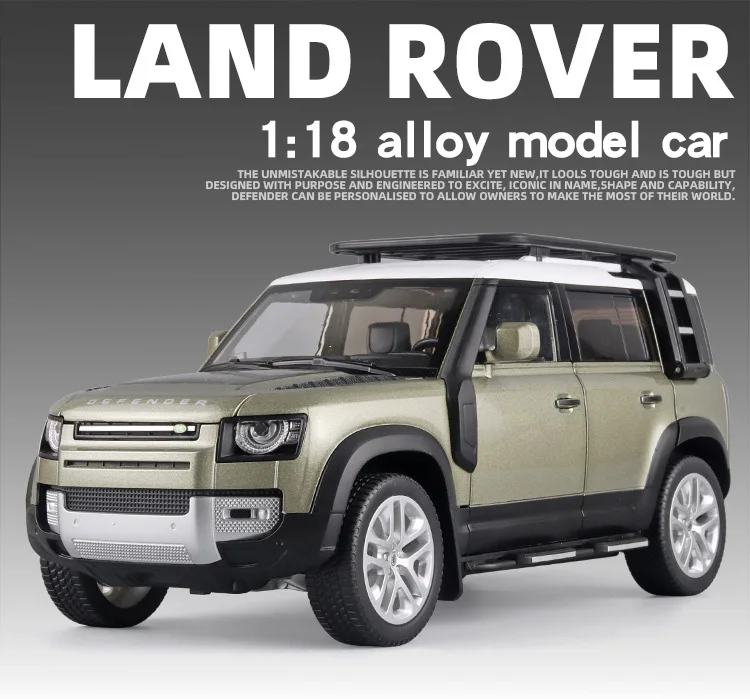 Large 1:18 Land Rover Defender SUV Off-road Alloy Model Car Diecast Toy Car Collection Simulation Sound Light Children Day Gifts