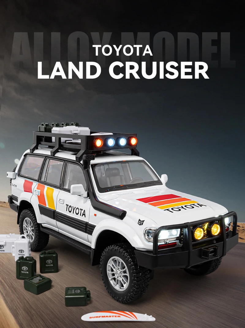 1/24 Toyota Land Cruiser LC80 Alloy Car Model Diecast Metal Off-road Vehicles Car Model Sound and Light Simulation Kids Toy Gift