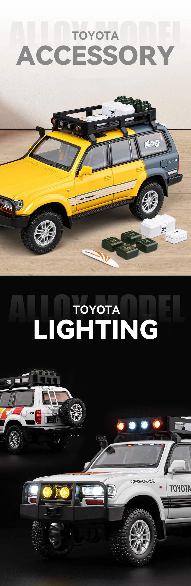 1/24 Toyota Land Cruiser LC80 Alloy Car Model Diecast Metal Off-road Vehicles Car Model Sound and Light Simulation Kids Toy Gift