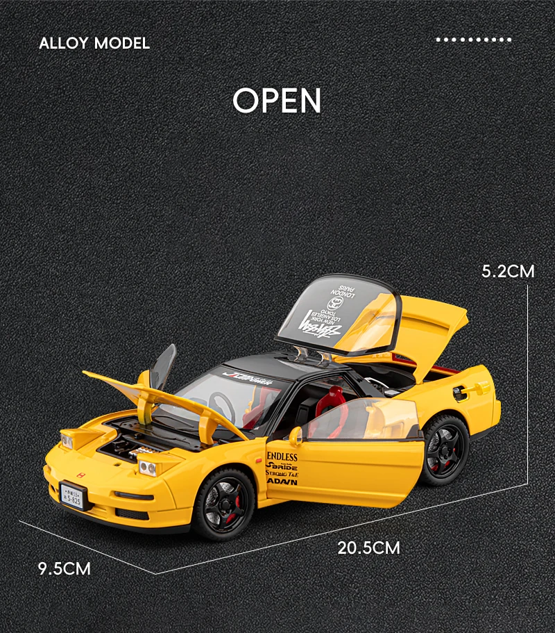 1:24 HONDA Acura NSX MK1 NA1 Alloy Sports Car Model Diecast Metal Classic Racing Car Vehicle Model Sound and Light Kids Toy Gift