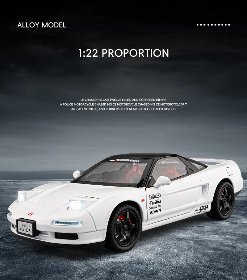 1:24 HONDA Acura NSX MK1 NA1 Alloy Sports Car Model Diecast Metal Classic Racing Car Vehicle Model Sound and Light Kids Toy Gift