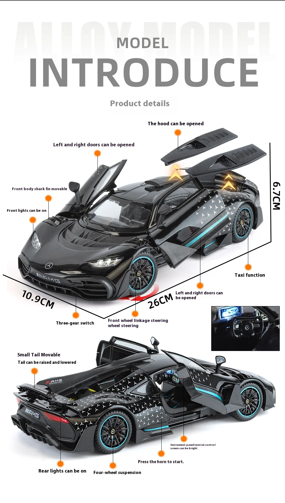 1:18 Mercedes Benz AMG ONE Super Sports Vehicle Alloy Dieacst Model Car Sound & Light Classic Hobby Collectibles Birthday Gifts