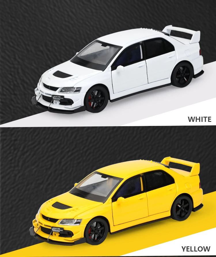 JDM 1:32 Mitsubishi Lancer Evolution Ninth Generation Super Racing Metal Alloy Diecast Car Model Sound & Light Right Rudder Gift