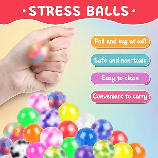 6PCS Mini Squishy Stress Balls Set Rainbow Squeeze Ball EDC Toy Sensory Fidget Toy Durable Non-Toxic Squeeze Balls Relief Stress