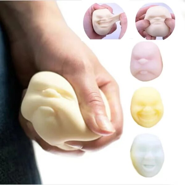 Creative Rubber Fun Squeeze Party Gift Face Relaxation Stress Anti Stress Ball Stress Decompression Student Funny Toy Face Doll - Image 2