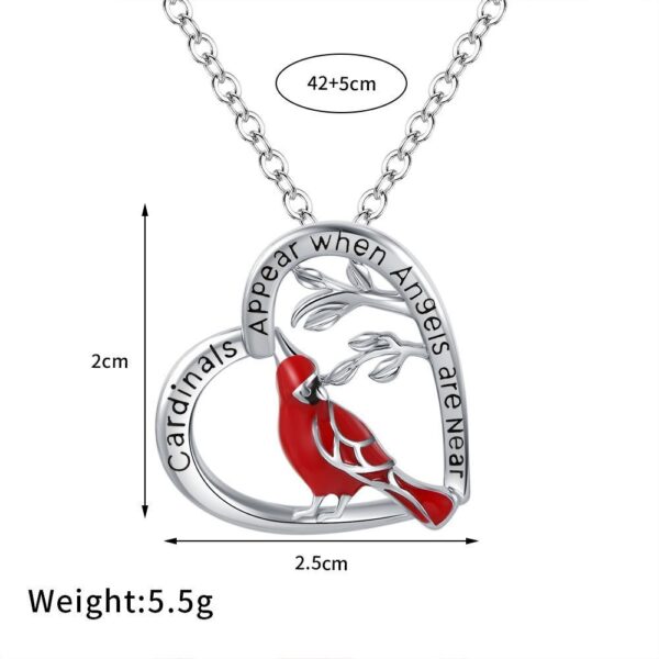 Creative Heart Shaped Cardinal Necklace - Image 4