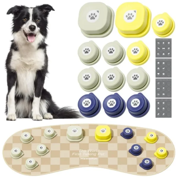 Mewoofun Dog Talking Button Set with Mat Communication Basic Get Started Kit Rechargeable Voice Recording Button 12 Packs - Image 12