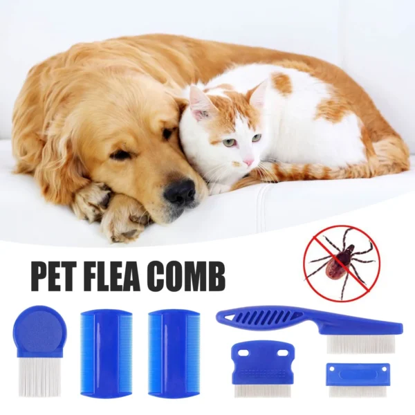 Flea Comb Set For Dogs Cat Combs With Durable Dense Teeth Flea Brush Flea Combs For Removing Fleas Lice Cleaning Tear Stains - Image 4
