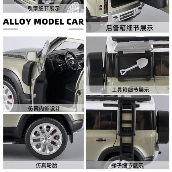 Large 1:18 Land Rover Defender SUV Off-road Alloy Model Car Diecast Toy Car Collection Simulation Sound Light Children Day Gifts - Image 6