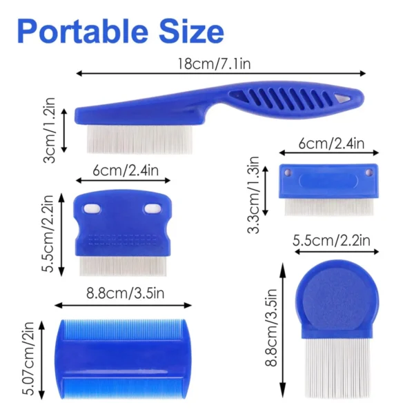 Flea Comb Set For Dogs Cat Combs With Durable Dense Teeth Flea Brush Flea Combs For Removing Fleas Lice Cleaning Tear Stains - Image 6