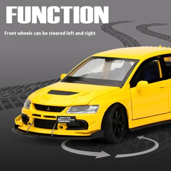 JDM 1:32 Mitsubishi Lancer Evolution Ninth Generation Super Racing Metal Alloy Diecast Car Model Sound & Light Right Rudder Gift - Image 4