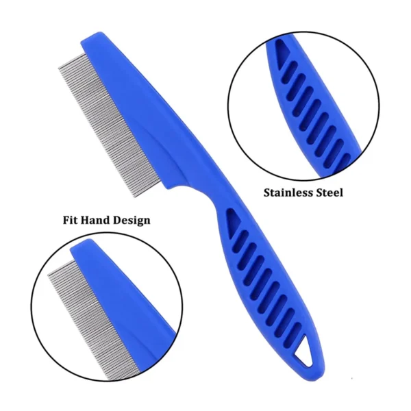 Flea Comb Set For Dogs Cat Combs With Durable Dense Teeth Flea Brush Flea Combs For Removing Fleas Lice Cleaning Tear Stains - Image 2