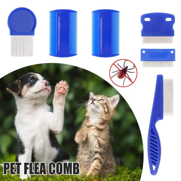 Flea Comb Set For Dogs Cat Combs With Durable Dense Teeth Flea Brush Flea Combs For Removing Fleas Lice Cleaning Tear Stains - Image 5