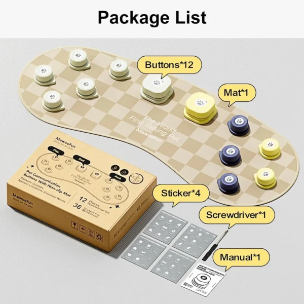 Mewoofun Dog Talking Button Set with Mat Communication Basic Get Started Kit Rechargeable Voice Recording Button 12 Packs - Image 5